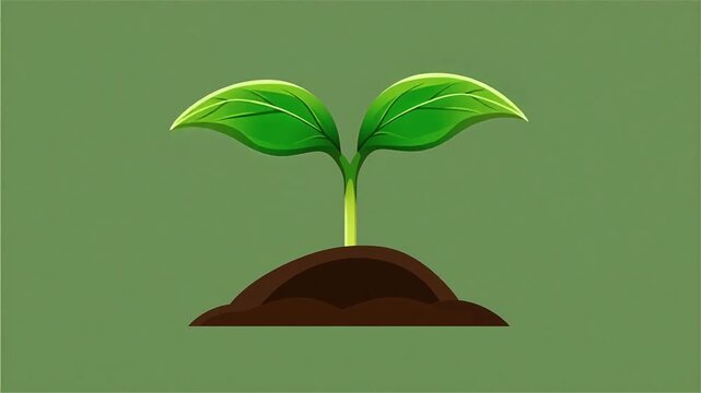 Green Sprout Growing from Soil Pop Up Vector Animation on Chroma Key, 5 Seconds Video