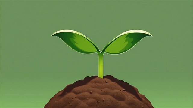 Green Sprout Growing from Soil Pop Up Vector Animation on Chroma Key, 5 Seconds Video