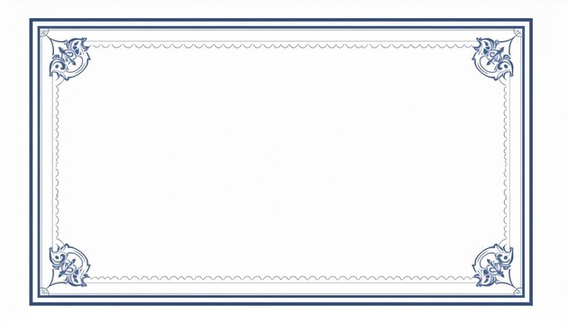 Elegant Blue Decorative Certificate Border Frame Design with Classic Ornate Corner Floral Patterns for Professional Document Templates and Formal Awards