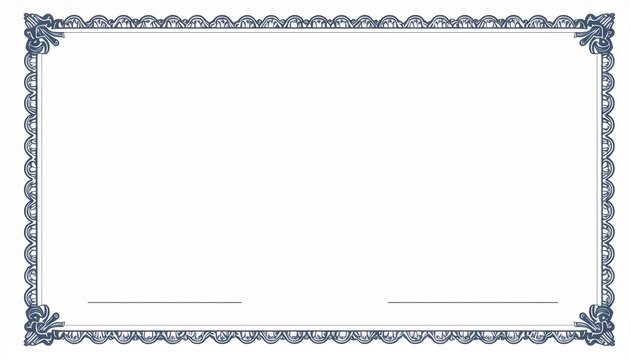 Professional empty certificate of achievement template with blue guilloche border and vintage frame for diploma or award recognition document