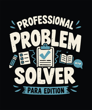 Problem solver typography with office supplies a vector illustration