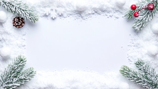 雪のフレーム素材 背景素材 16:9サイズ AI生成素材