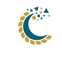 Abstract crescent moon with geometric shapes © mimin