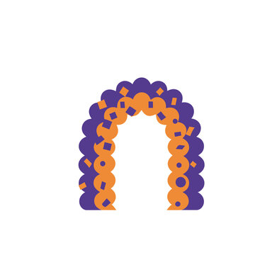 Arch made of balloons and confetti