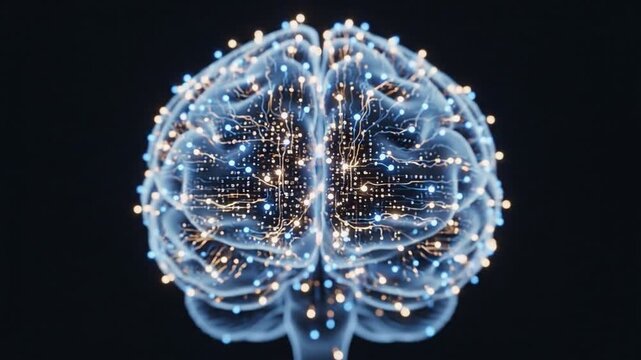 Digital human brain with glowing neural connection representing intelligence and cognitive function