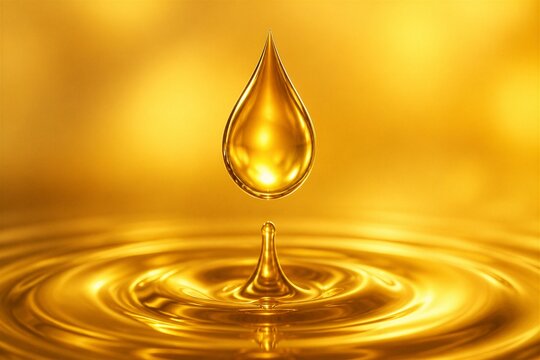 Single gold droplet suspended above rippling liquid surface