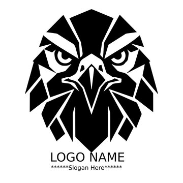 Geometric Falcon Head Logo &ndash; Abstract Black and White Bird Emblem