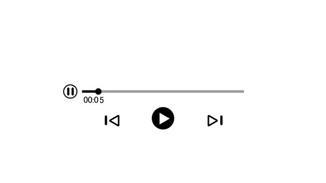 Minimalist Video Player Interface Controls Isolated on white Background video...