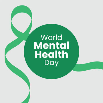 World Mental Health Day vector design template with green ribbon illustration vector. October 10.