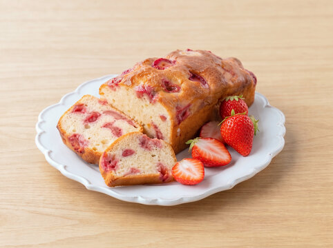 フレッシュないちごを贅沢に使った焼き立てのストロベリーパウンドケーキ