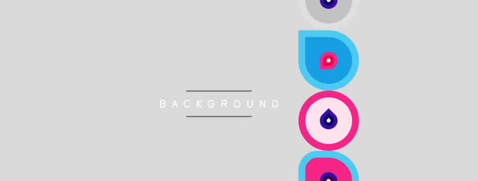 Simple design features stacked circles, varying colors, light gray backdrop. Text reads BACKGROUND centered within image space. Minimalist aesthetic.