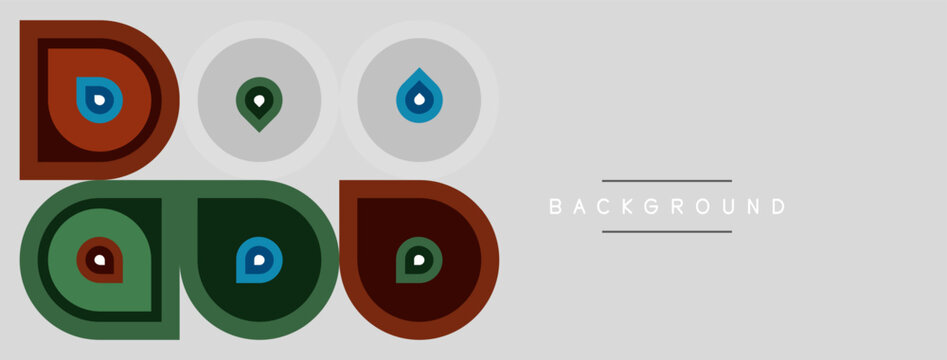 Abstract circles, varying colors, simple design. Minimalist pattern with central text element, background visible.