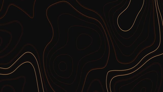 Abstract Topographic Contour Lines on Dark Background Luxury Wave Pattern