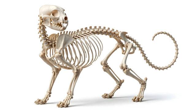 Dinosaur Skeleton Isolated on White Background, Detailed Tyrannosaurus Rex Bones and Skull Anatomy Representing Prehistoric Fossil Paleontology and Ancient Wildlife Evolution