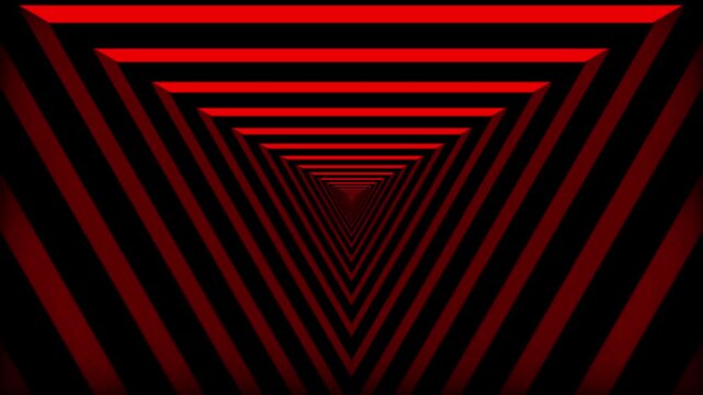 Red and black inverted triangle tunnel loop background, minimal 3D optical illusion