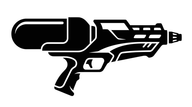 Vector illustration of black silhouette icon of a water gun toy on a transparent background