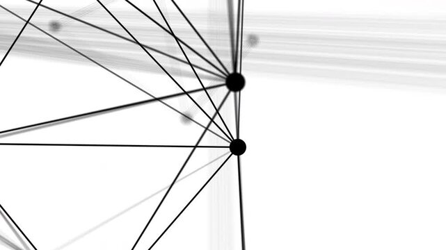 abstract lines and dots connect background on white. technology connection digital data and big data concept. communication and technology network concept with moving lines and dots.