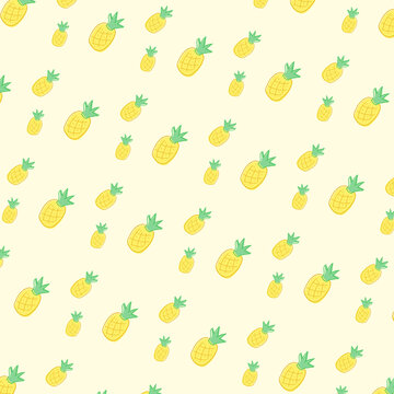 Cute seamless pineapple pattern background vector illustration