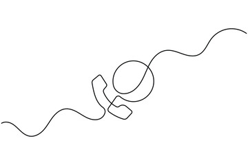 Obraz premium Telephone globe line art minimal international communication icon with editable stroke
