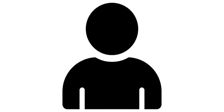 Classic black human avatar silhouette for user profile account settings.