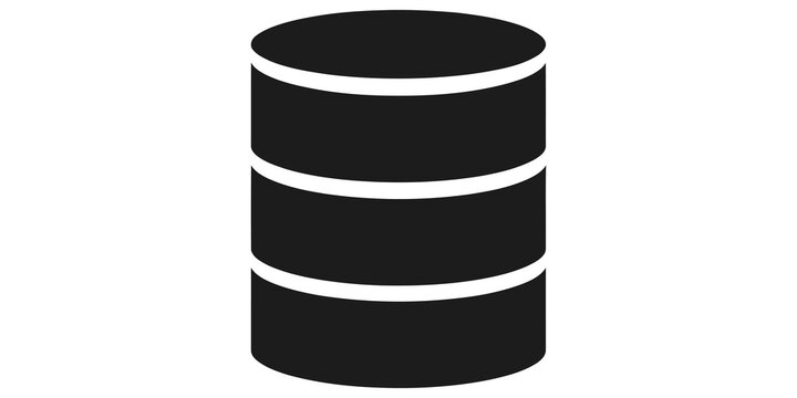 Database cylinder icon black flat graphic for server storage web interface.