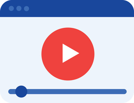 Flat Vector Video Player Icon for Content Creation, Video Editing, Streaming, Social Media and Digital Media