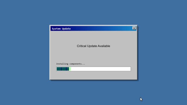 System Update Progress Window on Blue Screen
