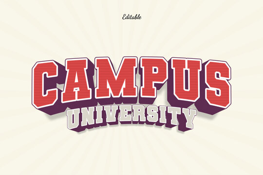 Campus University Editable Text Effect Style 3d Vintage Old
