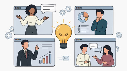 Fototapeta premium Virtual Business Meeting, Collaboration, and Idea Generation