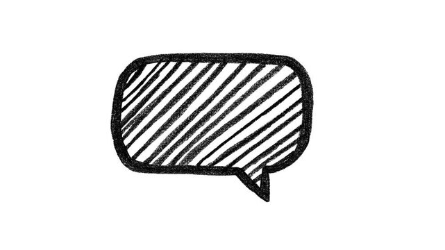 Hand-drawn speech bubble animation, sketchy scribbled dialogue balloon on white background   