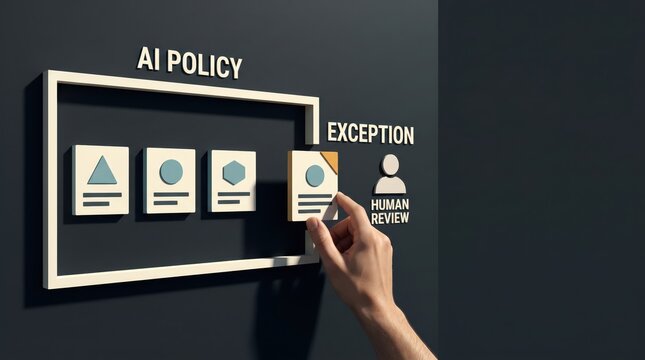 Rigorous human review and exception handling within an enterprise AI trust policy management system for compliance and governance
