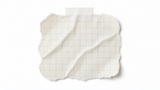 Torn piece of graph paper taped on white background