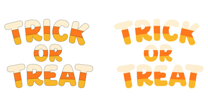Retro candy corn trick or treat text design for halloween