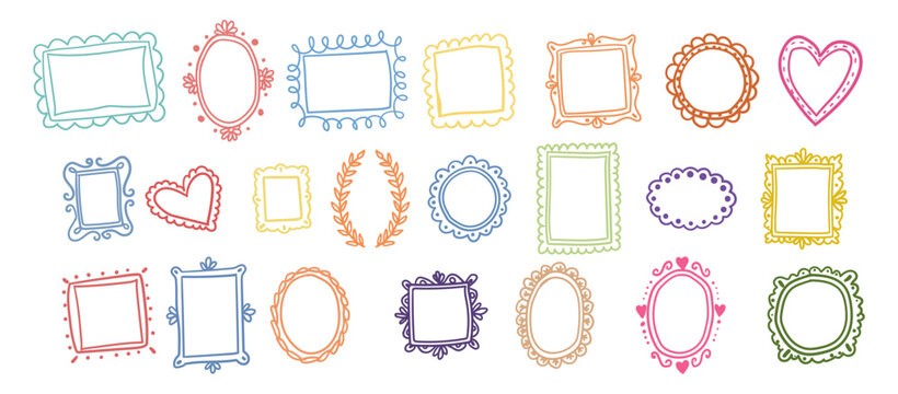 Set of hand drawn doodle frames