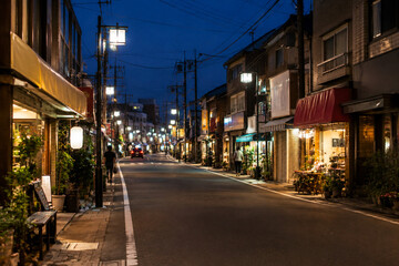 Fototapeta premium Quiet Summer Night on a Traditional Japanese Shopping Street