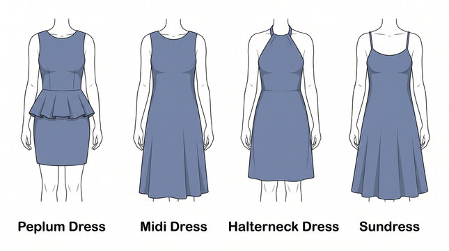 Peplum Midi Halterneck and Sundress Fashion Styles Reference Chart