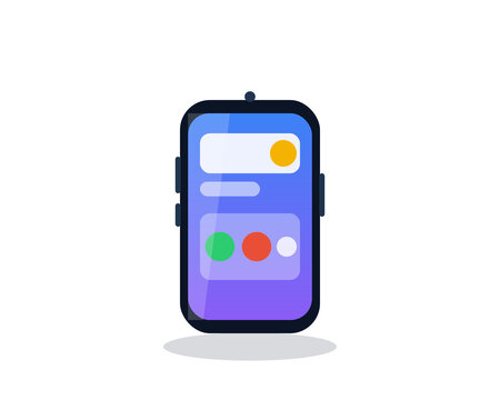 Modern smartphone illustration with colorful graphic user interface elements