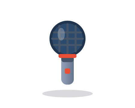 Flat vector illustration of a modern handheld microphone on white background