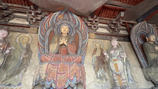 The sculptures and murals in Faxing Temple, Changzi County, Shanxi Province in China,
