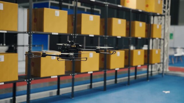 Autonomous robotic arm packing and sorting boxes in modern automated warehouse