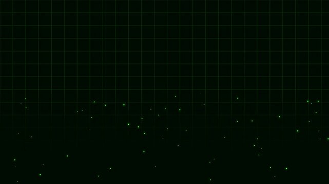 Dynamic moving grid lines with floating light particles on soft gradient corners. Abstract geometric futuristic background. Seamless loop 4K motion graphics.