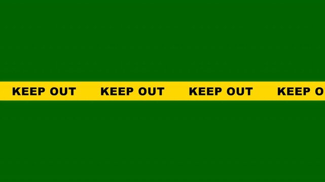 Keep Out Caution Tape Banner Motion Graphic on Green Screen