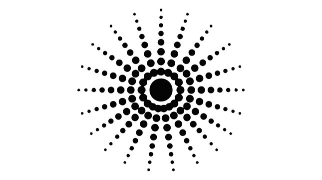 Vector illustration of abstract sun symbol made of dots on a transparent background