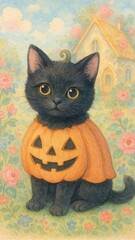 Fototapeta premium Charming Halloween cat mobile wallpaper