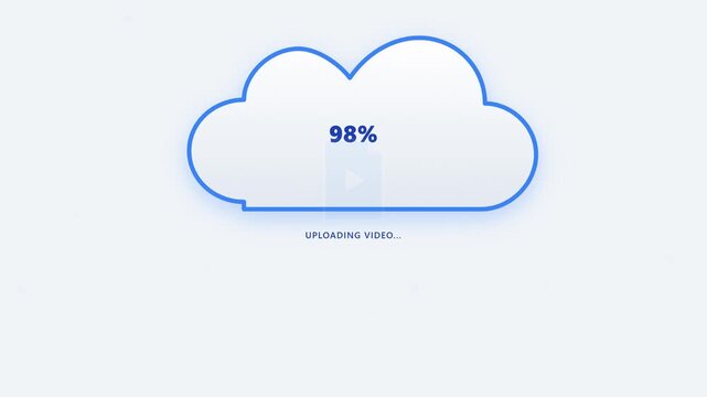 Digital cloud file upload progress bar animation showing steady motion of transferring video data files online