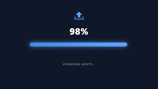 Progress bar animation showing data upload percentages with a blue glowing interface motion digital video footage