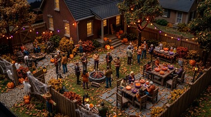 カボチャで飾られたハロウィンの庭パーティー © neneru