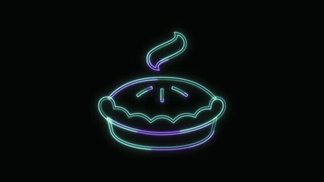  Pie Icon Neon Seamless Loop 4K with Black Background Animated Promotional Typography for Video Editing