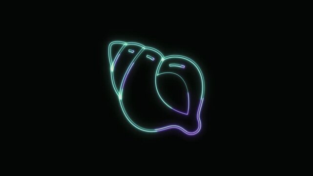  Shellfish Icon Neon Seamless Loop 4K with Black Background Animated Promotional Typography for Video Editing