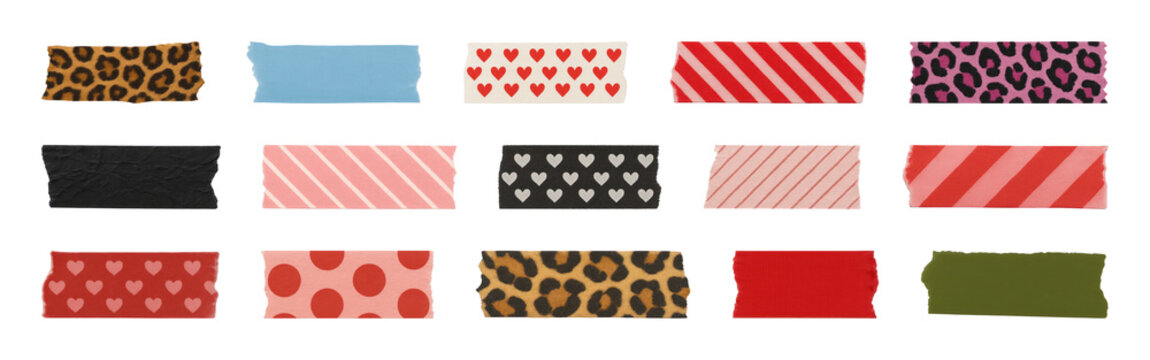 PNG Colorful patterned decorative tapes, element set on transparent background